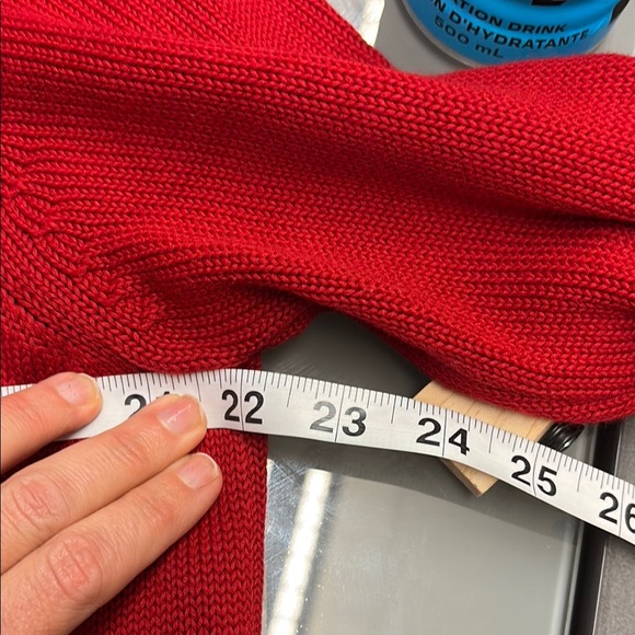 TAIS Vibrant Red Cowl Neck 100% Cotton Pullover knit Sweater women's size Medium - Picture 4 of 5